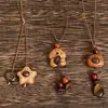 Planeta Mascota Lindo~ Ojo de Tigre Oso de Madera Perro Collar Mujer Otoño e Invierno Lindo Diseño de Nicho Cadena para Suéter Accesorios