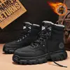 Nuevos Zapatos de Trabajo de Caña Alta, Botas Martin con Forro Polar Añadido, Zapatos de Invierno para Hombre, Modernos y Versátiles, Suela Gruesa, Engrosados, Zapatos de Algodón Cálidos