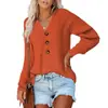 Suéter tejido de Amazon para mujer, estilo europeo y americano, con botones, jersey, nuevo estilo otoño e invierno europeo y americano, holgado y elegante