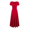 L25223-25 Novo Estilo de Verão Estilo Europeu e Americano Férias de Verão Casual Gola Quadrada Manga Curta Elegante Saia Longa Vestido Feminino