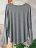 Camiseta de Manga Larga con Cuello Redondo y Dobladillo Curvo de Modal para Mujer, Verano, Delgada, con Caída, Holgada, Adelgazante, Top de Vestido de Baile, Coreano