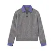 Tricô de casal Urso Mágico outono e inverno, estilo coreano, corte relaxed, com design falso de duas peças, estilo retrô universitário e um suéter com gola
