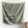 Pañuelo cuadrado JM estilo francés con boceto floral para mujer, pañuelo de seda patchwork de sarga con bloques de color, chal decorativo vintage elegante