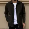 2026 Nova Jaqueta Cardigan Masculina de Primavera e Outono com Bolso com Zíper Gola Reversível Cor Sólida Casual Slim Fit