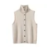 Chaleco cárdigan de cachemira para mujer sin cuello, de doble capa, engrosado, adecuado para usar en capas, nuevo estilo otoño e invierno, prenda exterior suave y amigable con la piel