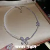 Collar de concha de sirena con letra y gema para mujer, juego de collares de circonita irregular multifacética de Cenicienta