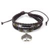 Pulseras de Cuero Hechas a Mano Retro Europeas y Americanas, Colgante Simple del Árbol de la Vida, Joyería de Cuentas Multicapa, Pulseras de Pareja