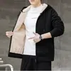 Sudadera de Lana de Cordero para Hombre, Chaqueta con Capucha de Forro Polar Grueso de Moda Otoño e Invierno, Abrigo de Invierno