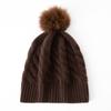 Gorro de Cachemir para Mujer, de Tres Hilos de Invierno, 100% Cachemir Puro Tejido con Pompón, Versátil Tejido de Trenza, Gorro Cálido Protector de Orejas