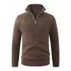 Suéter de Punto Retro Japonés Color Sólido Media Cremallera Cuello Alto Otoño Invierno 2026 Suéter de Punto Suéter Casual Capa Base Hombre