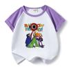 Roupa infantil Rainbow Friends para meninos e meninas, conjunto de verão novo de algodão de manga curta com shorts finos, duas peças