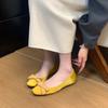 Zapatos de Tacón de Charol Estilo Francés con Lazo, Punta Cuadrada Baja, de una Sola Capa, para Mujer, Estilo Nuevo 2025, Zapatos Simples para Viajar, Zapatos de Tacón Bajo Suave