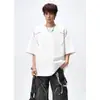 Camiseta Masculina de Verão Tendência Jovem Marca Solta Estilo Americano com Costura Visível, Manga Curta, Gola Redonda, Gramatura Pesada, Fresca e Estilosa