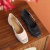 Zapatos de Tacón Alto Retro Huecos Tejidos de Estilo Francés para Mujer, Nuevos Zapatos Transpirables sin Cordones para Verano 2026 para Uso en Exteriores