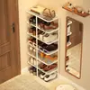 Zapatero estrecho para interior para entrada, multicapa para uso en el hogar, ahorrador de espacio y estante de almacenamiento de zapatos atractivo