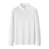 Camisa Polo de Manga Larga de Fibra Larga Algodón Puro Unisex Color Sólido Cuello Camisero Camiseta Primavera y Otoño Ropa de Trabajo Formal