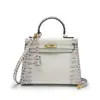 Nova Bolsa de Couro Genuíno Moda Europeia e Americana Padrão Crocodilo Couro Bovino Bolsa Feminina Bolsa de Ombro Transversal Bolsa de Mão