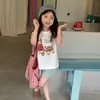 Chaleco sin mangas lindo de estilo coreano para niñas Aimo Beibei de verano con estampado delantero y trasero, Top tipo camiseta simple versátil