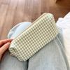 Bolsa de Maquillaje a Cuadros Fresca para Mujer, Mascara de Pestañas, Lápiz de Cejas, Almacenamiento de Maquillaje, Estuche Escolar, Bolsa Cosmética Portátil Tridimensional