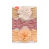 Nova Moda Ins Conjunto de Três Peças de Tiara para Cabelo Infantil Laço de Nylon Macio Tiara de Flor de Chiffon Acessórios Fofos para Cabelo de Bebê