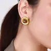 Pendientes de Acero de Titanio Europeos y Americanos Jieding Pendientes Lujo Ligero Gama Alta Pendientes de Piedra Ojo de Tigre Pendientes de Otoño e Invierno Joyería Transfronteriza