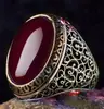 Europa e Estados Unidos jóias transfronteiriças retro esmeralda natural velha escultura em prata totem anel masculino anel anel