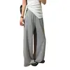 Pantalones de bolsillos tipo máscara de punto fino para principios de otoño hechos a medida, holgados y cómodos, de cintura alta, adelgazantes, casuales, corte regular, pantalones simples de pierna ancha