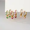 Nalan Aretes de Aro Redondos con Forma de Corazón Incrustados de Diamante de Plata de Ley S925 Estilo Simple Exquisito Ins Moda Coreana M07908