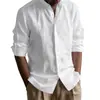 Traje de Lino para Hombre de Primavera y Otoño Casual Holgado Transpirable Algodón y Lino Manga Larga Pantalón Largo Traje de Dos Piezas Camisa de Playa
