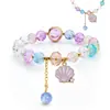 Pulsera de Cristal Explosivo Serie Océano Estilo Coreano Joyería para Niñas, Pulsera de Concha y Estrella de Mar para Mejores Amigas y Estudiantes