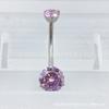 F-136 Aleación de Titanio Tres Garras Doble Cabeza Zircón Rosca Interna Uña para Ombligo Titanio G23 Zircón Redondo Super Brillante Diente Interno Anillo para Ombligo