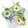 Buquê de combinação de girassol com 5 garfos decoração de casa flor artificial tecido de seda girassol atacado auditório de casamento conjunto arranjo de flores