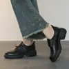 Zapatos de Cuero para Mujer Estilo Británico Retro 2026 Primavera y Otoño Nuevos Mocasines de Suela Gruesa Puntera Redonda con Tacones Gruesos y Cierre de Velcro