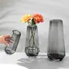 Florero de bambú de la suerte hidropónico transparente de gran diámetro, decoración para sala de estar, florero de lujo ligero, arreglo floral de cristal de alta gama