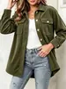Jaqueta Camisa de Veludo Cotelê Estilo Europeu para Mulheres, Lapela, Multi-Bolsos, Manga Longa, Casual Retro Primavera/Outono Top Camisa Feminino