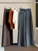Pantalones de traje para mujer de pierna ancha de cintura alta, nuevos para el otoño de 2026, elegantes para ir al trabajo, holgados, de pierna recta, con caída, hasta el suelo, casuales