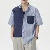 Camisa de Manga Curta Color Block Estilo New Old Money Nova para Primavera/Verão 2026 para Homens, Tendência Americana Solta Simples Casual