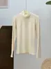 Camiseta Base de Canalé Ajustada de Cuello Medio Clásica Sez para Otoño e Invierno, Hombro Normal, Corte Ajustado, Uso Diario para el Trabajo, Adelgazante