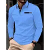 Comercio Exterior Primavera y Otoño Nueva Camisa Polo para Hombre Cuello Solapa Manga Larga Golf Casual Deportiva Top Camiseta de Color Contrastante