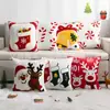 Funda de almohada navideña transfronteriza, bordada con Santa Claus y copos de nieve, una funda de cojín de sofá lujosa y minimalista