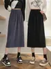 Nueva Falda de Pana Otoño e Invierno 2023 para Mujer Cintura Alta Adelgazante de Longitud Media Falda Línea A Moda Estilo Coreano Falda de Cadera