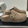 Chinelos Birkenstock-Style Fechados na Ponta com Aumento de Altura de 5cm para Mulheres, Novo Versátil Respirável Casual Meio Chinelo Fechado na Ponta para Mulheres 2026