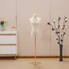 Maniquí de Media Figura Femenina para Escaparate de Tienda de Ropa, Base Galvanizada, Maniquí de Alambre Dorado para Exhibición, Muñeco