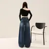 Jeans Wide-Leg Azul Vintage Outono 2026 Transfronteiriço para Mulheres, Calça Casual Versátil Reta Solta, Azul Vintage