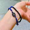 Pulseira de Design com Lápis Lazúli Natural e Ágata Negra de 4mm