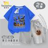 2025 Tongtongge Homem de Palito de Madeira Abstrato Shanhaijing Roupas de Manga Curta para Meninos e Meninas Conjuntos de Camisetas Estampadas e Shorts