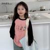 Camiseta de Manga Longa Yojia para Meninas Roupas Infantis 2024 Primavera Nova Estilo Coreano Estilo Estrangeiro Camiseta Básica de Primavera e Outono para Crianças