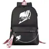 Mochila escolar USB de dibujos animados transfronteriza de cola de hadas para jóvenes de primaria y secundaria, mochila casual con cinta para hombres y mujeres
