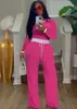 3158 Conjunto de Calça e Blusa Casual Street Style Europeu e Americano para Mulheres, Gola Redonda, Manga Longa, Canelado, Color Block, Conjunto de Duas Peças