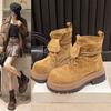 Botas para Mujer 2025 Nuevas Primavera y Otoño Piel Suave Dos Usos Botas de Ruibarbo Estilo Británico Versátiles Plegables de Caña Corta con Suela Gruesa